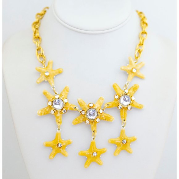 Vintage Gem-Craft Bejeweled Starfish Bib Necklace 16 Inch by CRAFT- A19 - Picture 3 of 4